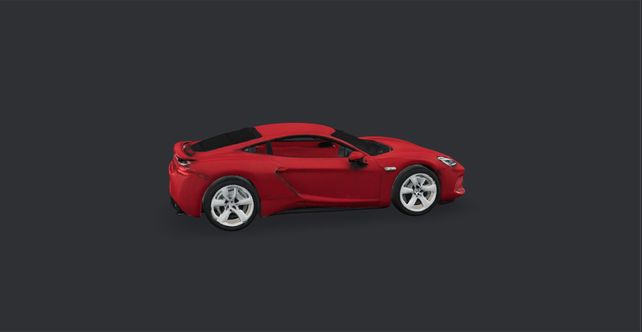 A 3D sports car model generated by Cyborb